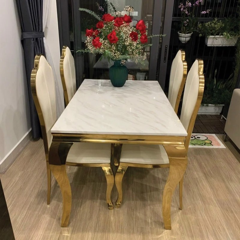 Bộ bàn ăn Classic mạ vàng đẳng cấp & sang trọng BA901