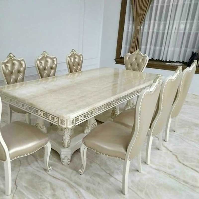 Bộ bàn ăn phong cách tân cổ điển 8 ghế sang trọng BA338