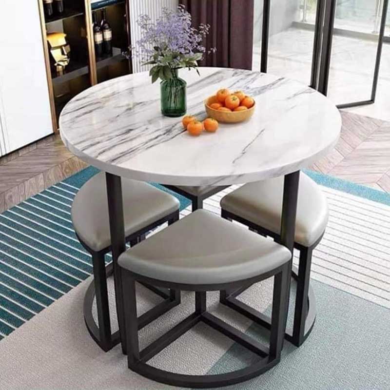 Bộ bàn ghế ăn thông minh tròn xếp gọn đa năng BA680