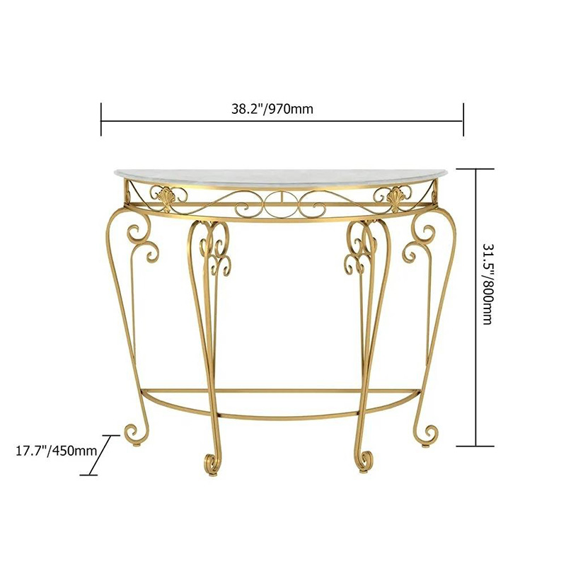 Bàn Console trang trí bán nguyệt chân sắt nghệ thuật CT112