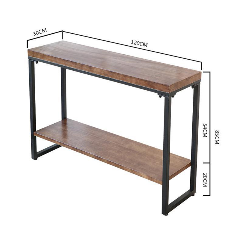 Bàn Console trang trí hành lang khung sắt mặt gỗ nguyên khối CT120