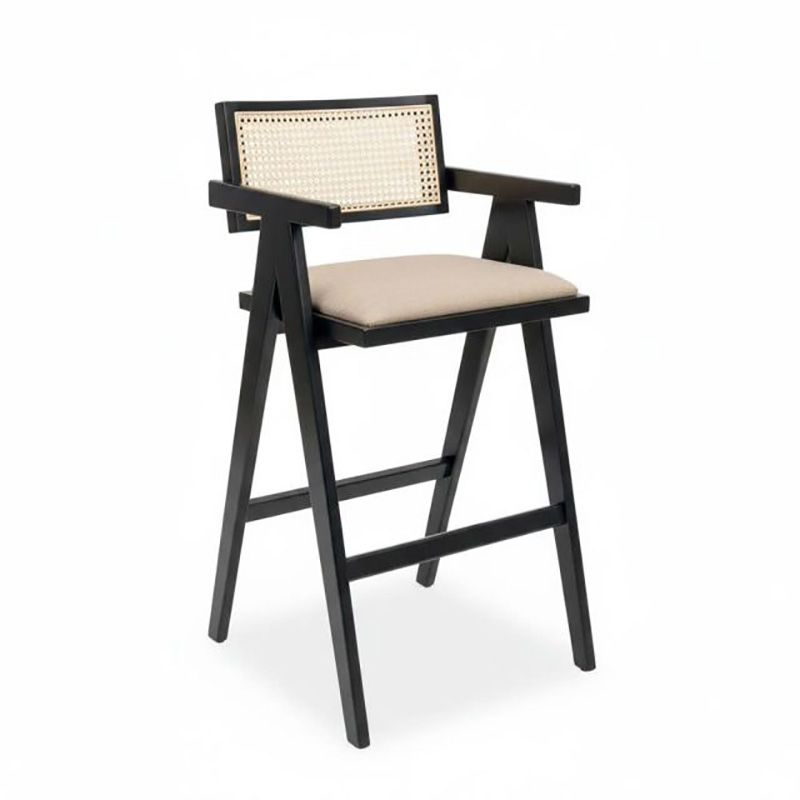 Ghế bar gỗ Ash chân chữ V nệm bọc vải GB304