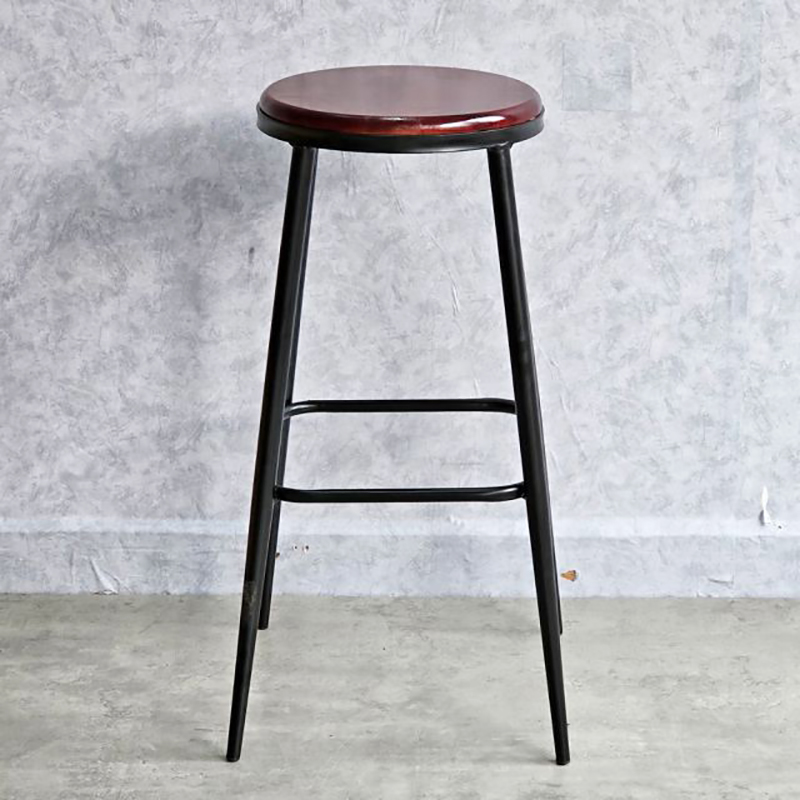 Ghế bar mặt gỗ tròn chân sắt sơn tĩnh điện phong cách Retro cổ điển GB630