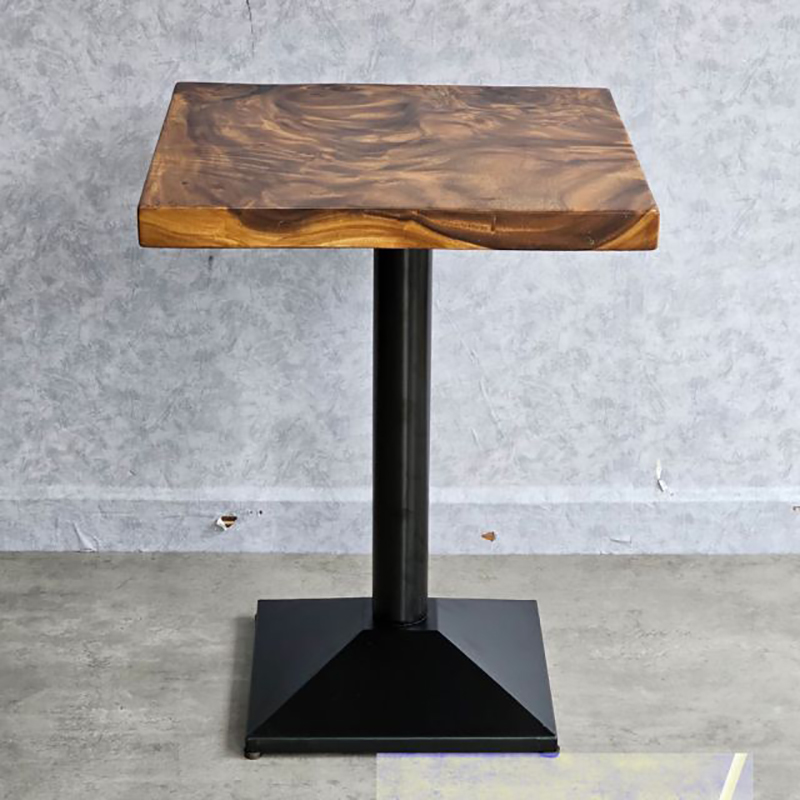 Bàn cafe vuông D60cm gỗ me tây dày 5cm chân sắt GC687