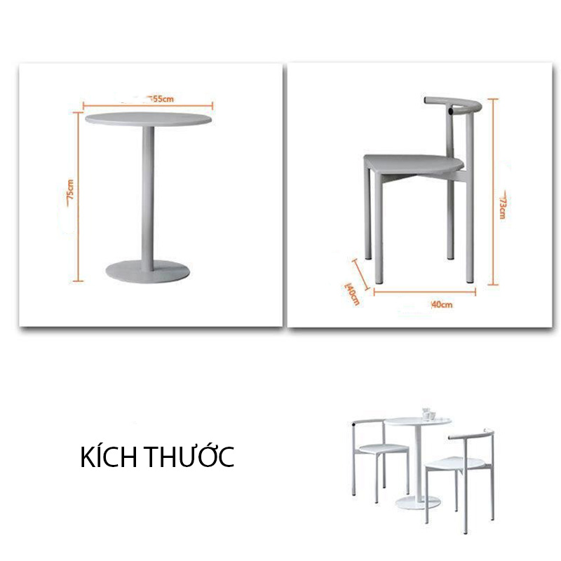 Bộ bàn ghế cafe ban công ngoài trời phong cách tối giản GC546