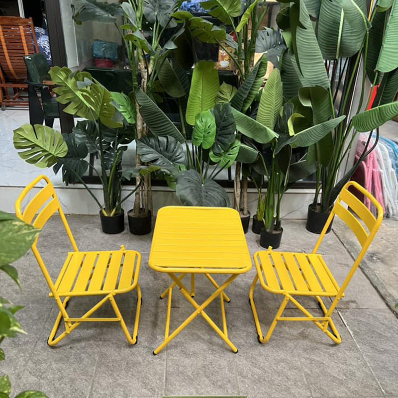 Bộ bàn ghế gấp sắt cho quán cafe vỉa hè ngoài trời GC600