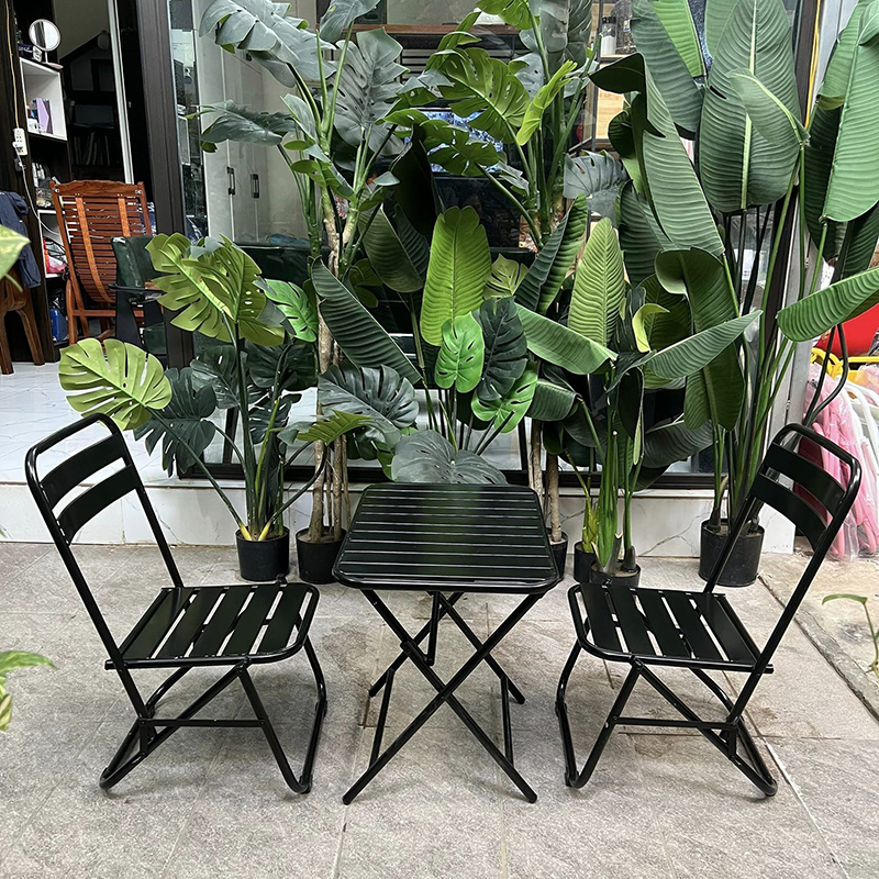 Bộ bàn ghế gấp sắt cho quán cafe vỉa hè ngoài trời GC600