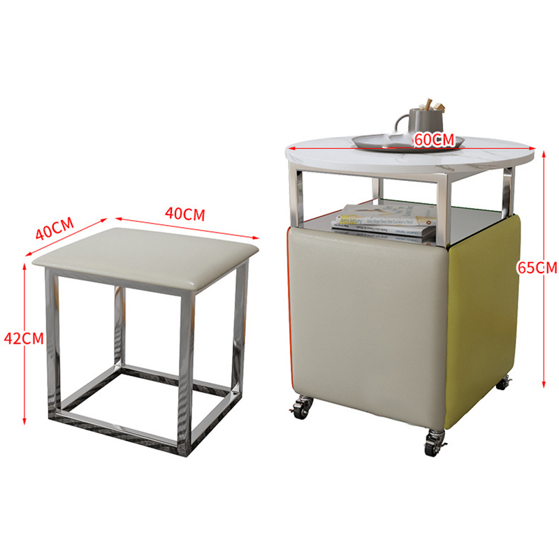 Bộ bàn ghế khối lập phương Rubik's Cube khung Inox, mặt đá GC530