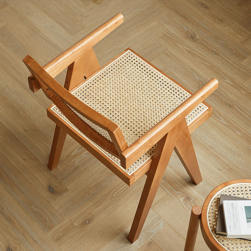 Ghế tựa gỗ thư giãn lưng mây phong cách Wabi Sabi GC868