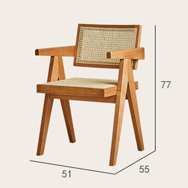 Ghế tựa gỗ thư giãn lưng mây phong cách Wabi Sabi GC868