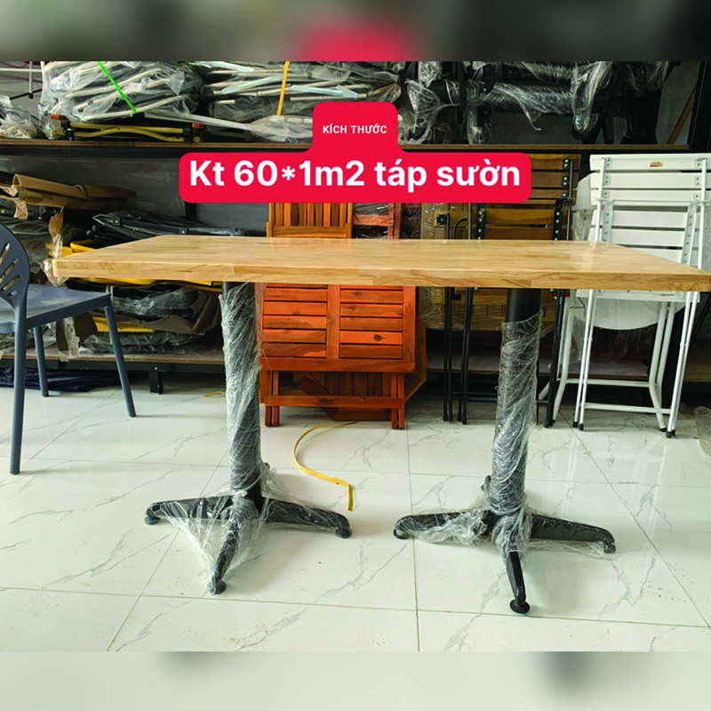 Bàn cafe chân trụ chữ thập mặt bàn chữ nhật độc đáo GC859
