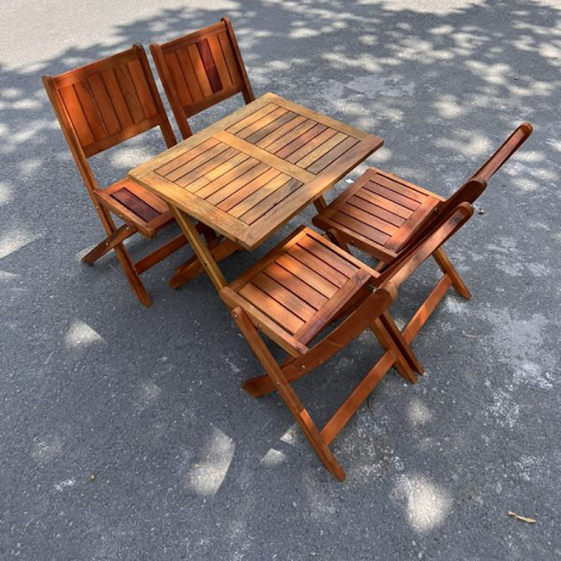 Bàn ghế cafe gỗ xếp gọn giá xưởng GC857