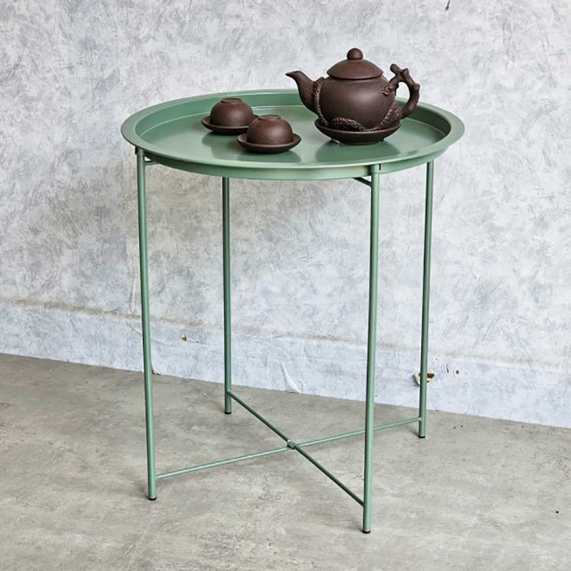 Bàn trà chanh sắt mặt tròn D45.5cm chân gấp gọn GC781