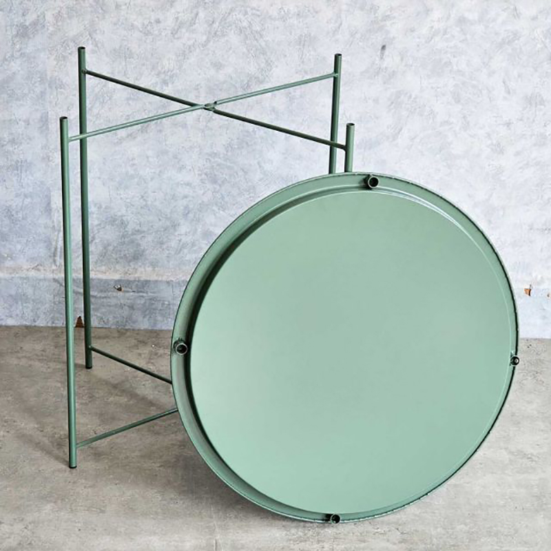 Bàn trà chanh sắt mặt tròn D45.5cm chân gấp gọn GC781