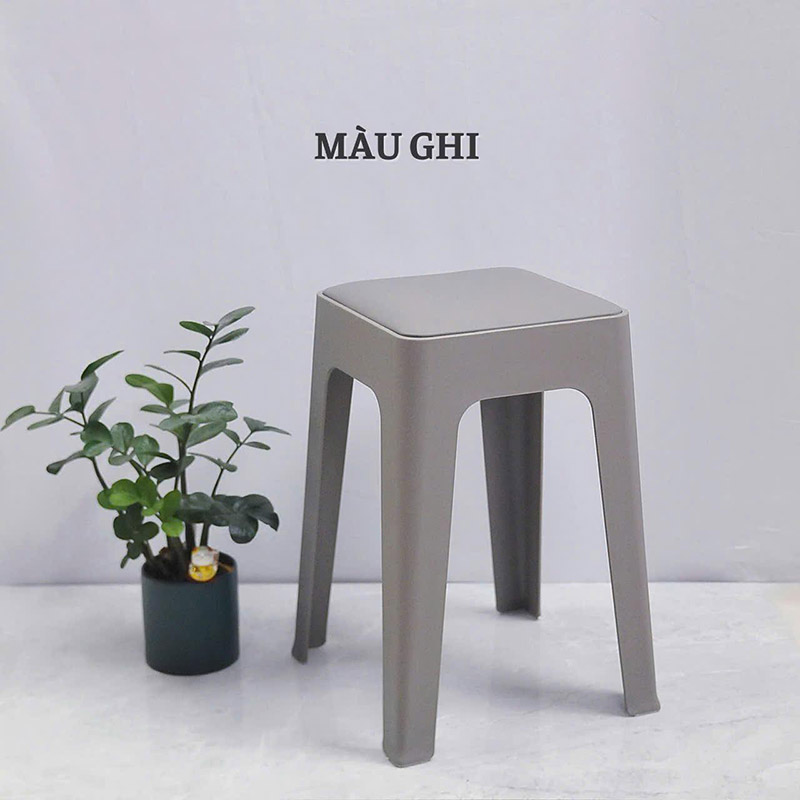 Ghế đẩu nhựa đúc dầy dặn hình vuông xếp chồng GC567