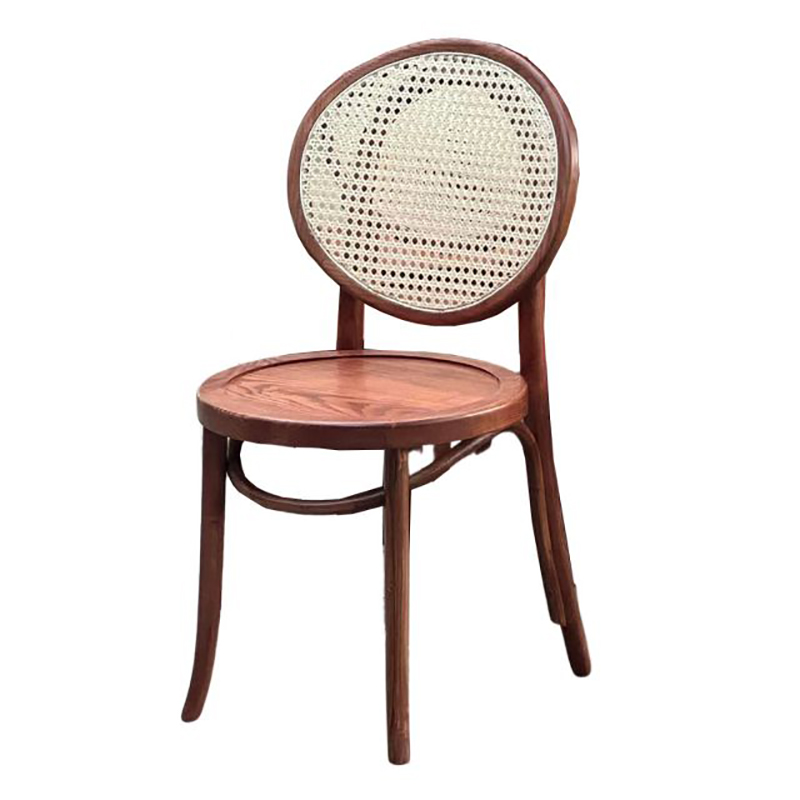 Ghế Thonet mặt trăng khung gỗ tần bì Ash lưng lưới đan mây mắt cáo GC833