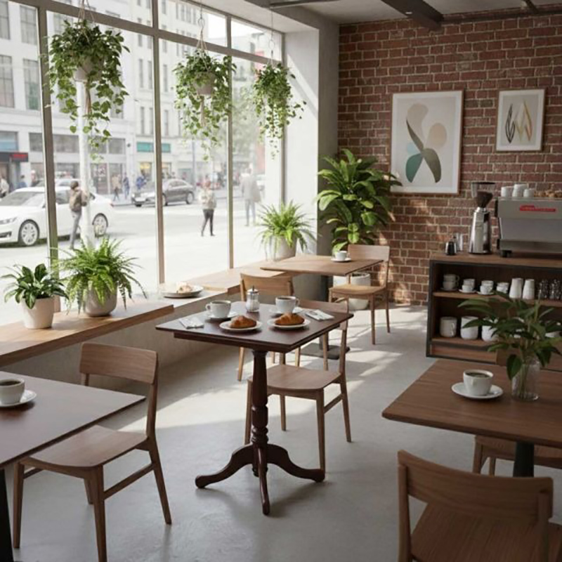 Bàn cafe vuông gỗ cao su chân Rustic phong cách cổ điển GC898