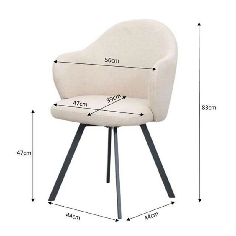 Ghế ăn, ghế cafe decor nệm bọc vải bố chân thép xoay 360 GC300