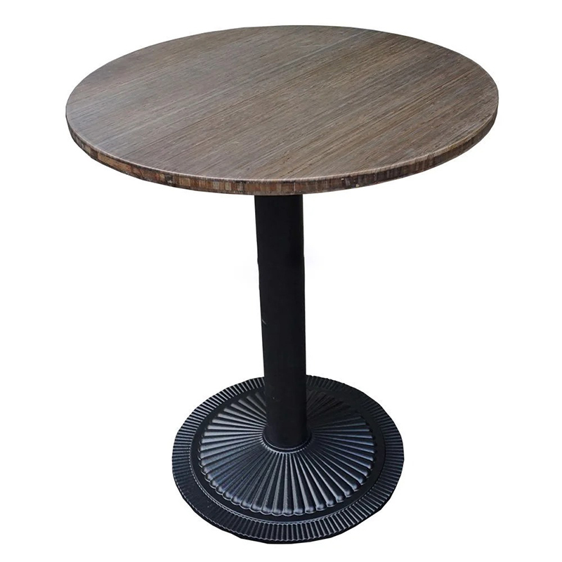 Bàn cafe mặt gỗ tròn chân gang đúc GC691