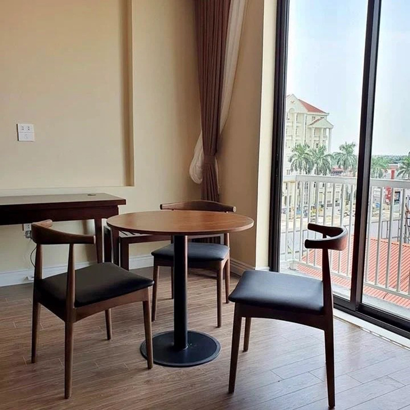 Bàn cafe mặt tròn chân trụ sắt giá rẻ GC693