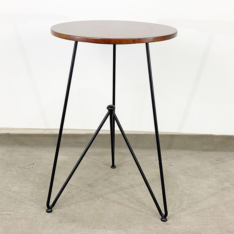Bàn tròn cafe gỗ đường kính 50cm chân sắt giá rẻ GC617