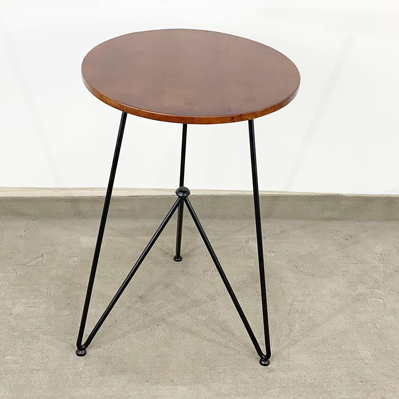 Bàn tròn cafe gỗ đường kính 50cm chân sắt giá rẻ GC617