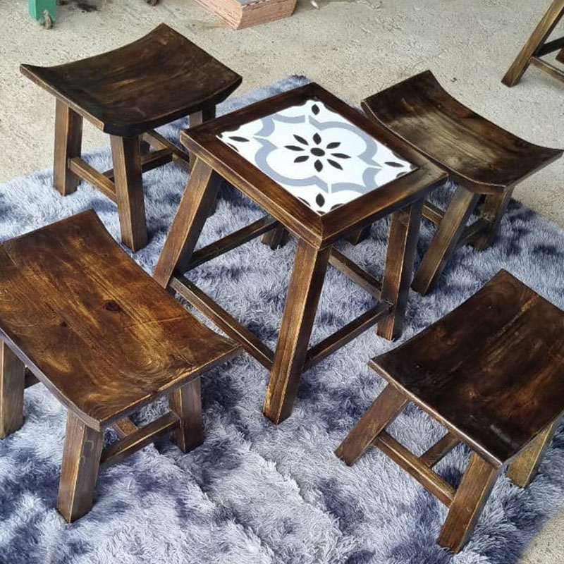Bộ bàn ghế gỗ cafe phong cách Vintage mộc mạc, hoài cổ GC586
