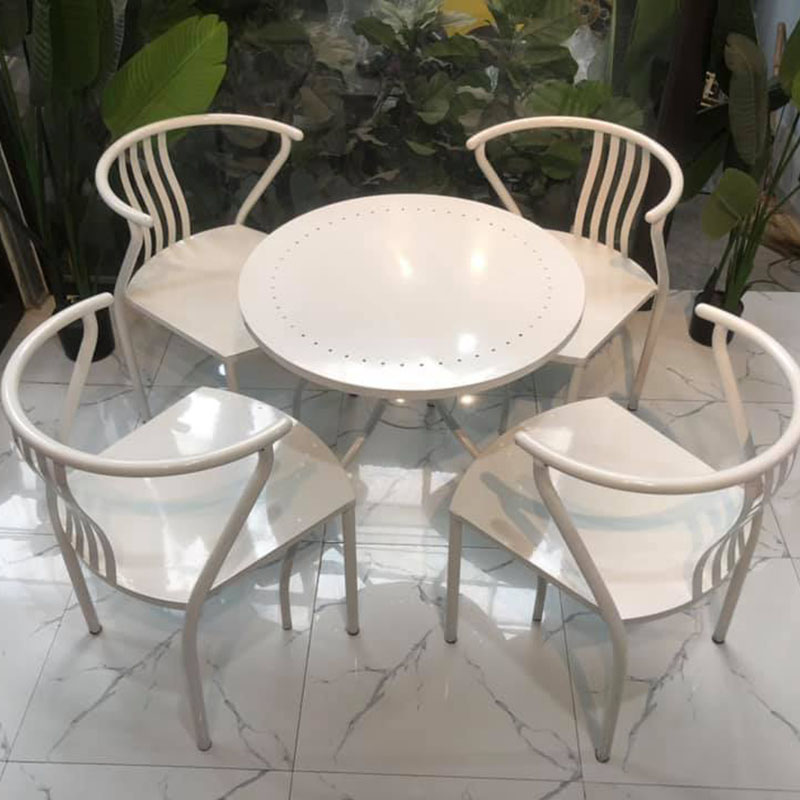 Bộ bàn ghế tựa 4 nan trắng 4 ghế 1 bàn GG596