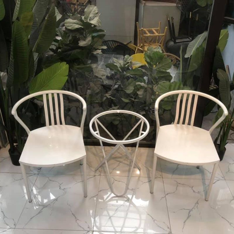 Bộ bàn ghế tựa 4 nan trắng 4 ghế 1 bàn GG596