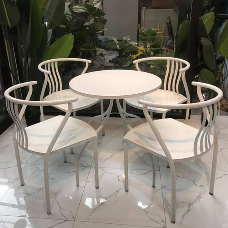 Bộ bàn ghế tựa 4 nan trắng 4 ghế 1 bàn GG596
