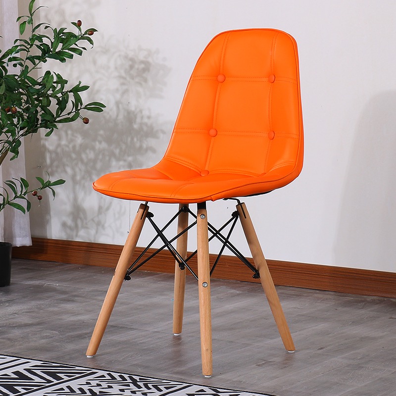 Ghế Eames đệm cúc chân đan gỗ sồi GC237