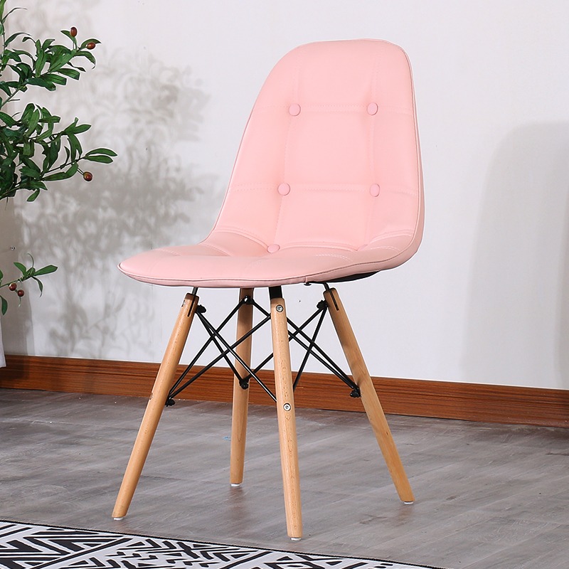 Ghế Eames đệm cúc chân đan gỗ sồi GC237