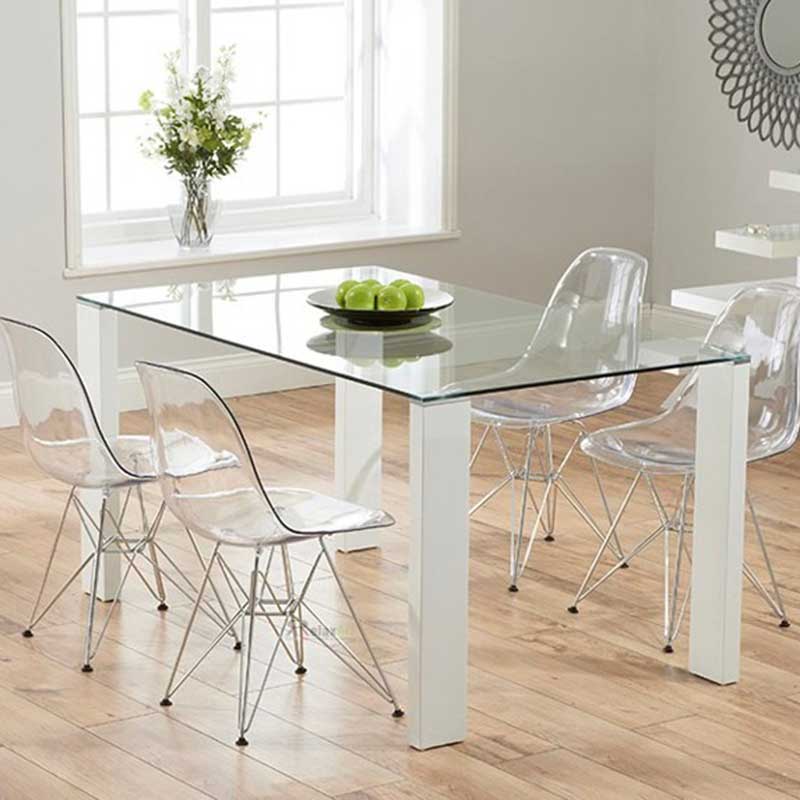 Ghế Eames trong suốt chân Inox nhập khẩu GC627