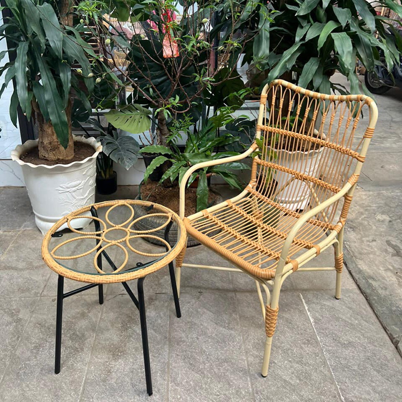 Bộ bàn ghế mây nhựa đọc sách cafe thư giãn BM380
