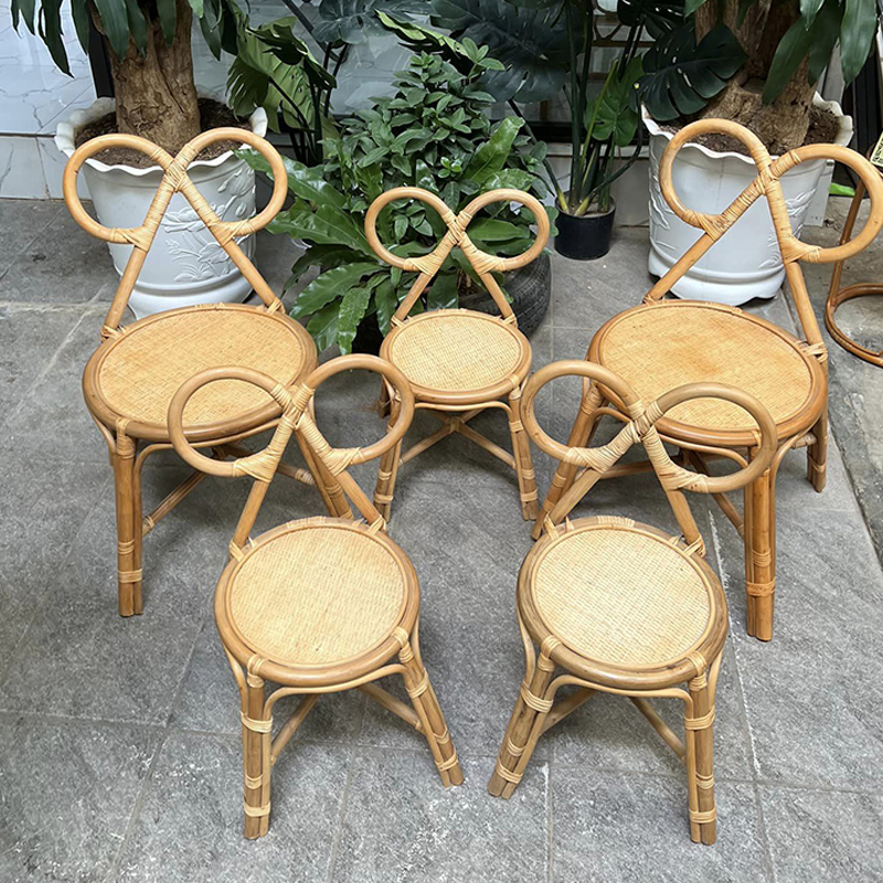 Bộ bàn ghế nơ mây tự nhiên nhỏ nhắn xinh xắn BM381