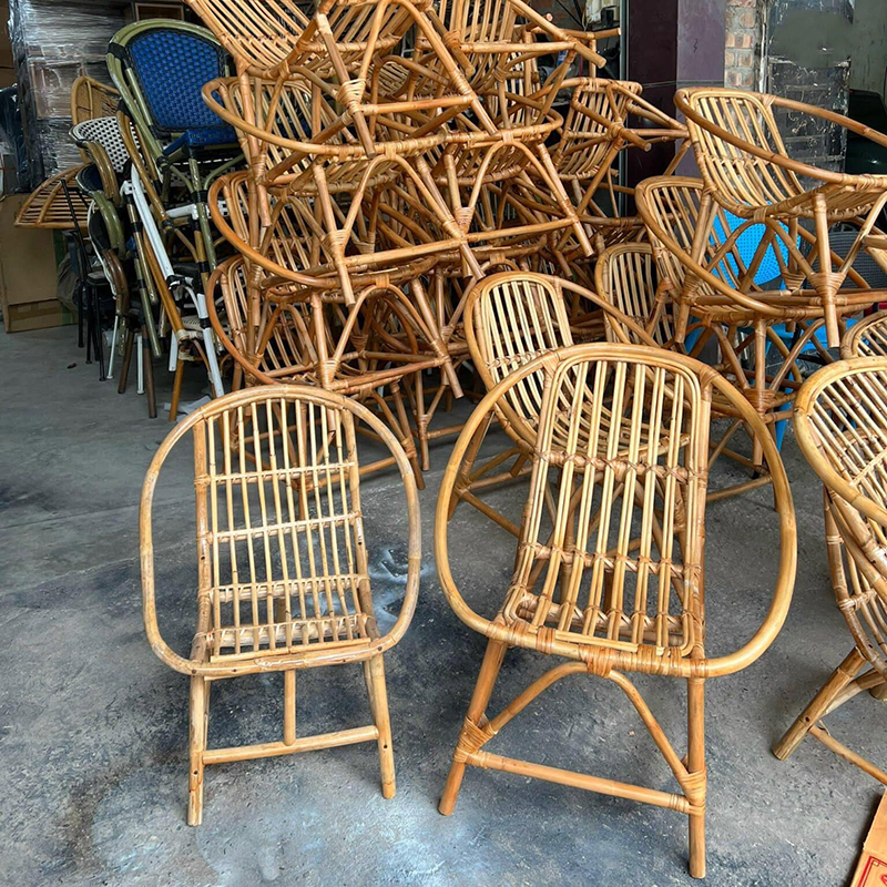 Bộ bàn ghế uống trà thư giãn mây tre tự nhiên con sò BM914