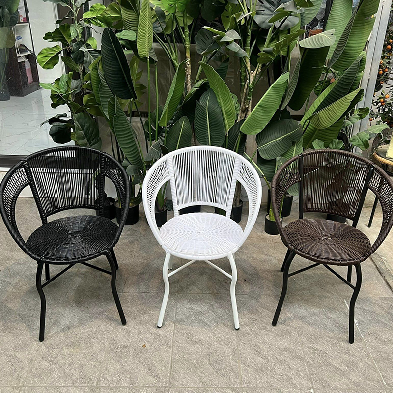 Ghế bành nhựa giả mây chân kim loại BM683