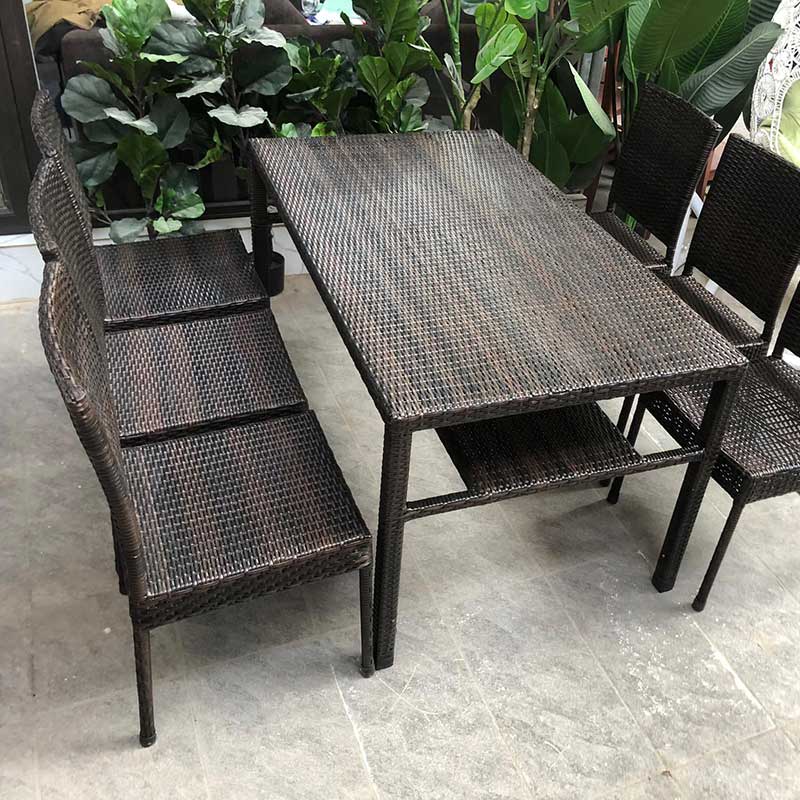 Bộ bàn ghế ăn 6 ghế mây nhựa cao cấp BM629