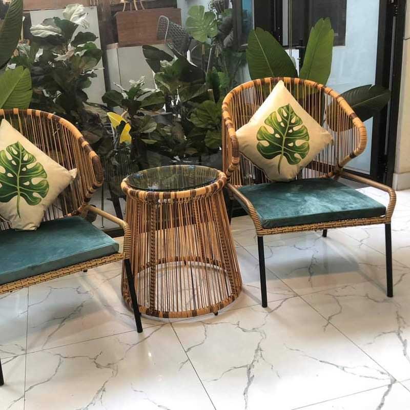 Bộ bàn ghế dây văng tai voi mây nhựa cao cấp BM266