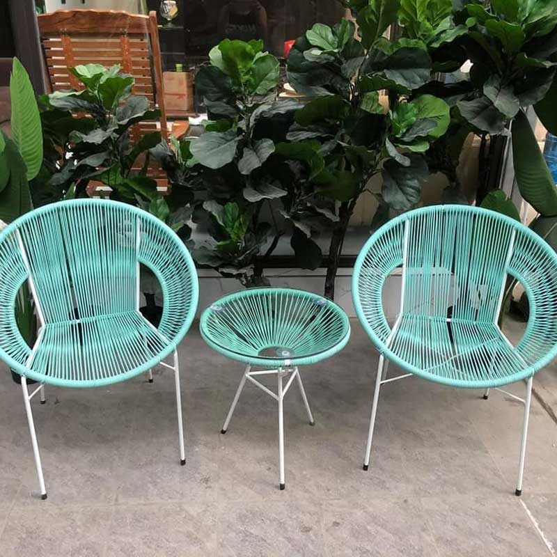 Bộ bàn ghế mây dây văng có tay giá rẻ BM222