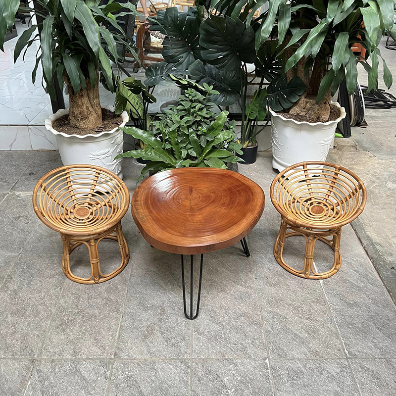 Bộ bàn ghế Papasan Mini mây tự nhiên cho trẻ em BM341