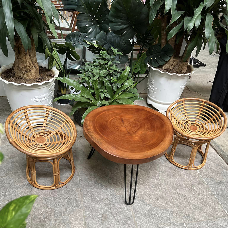 Bộ bàn ghế Papasan Mini mây tự nhiên cho trẻ em BM341