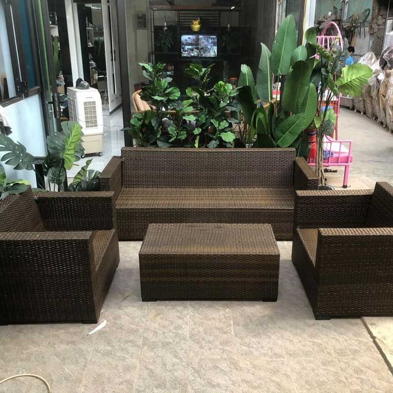 Bộ combo sofa mây tay vuông ngoài trời BM209