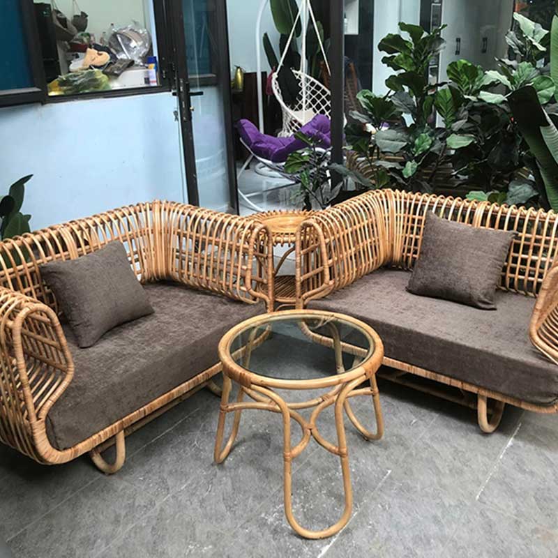 Combo bộ bàn ghế sofa văng mây tự nhiên 100% BM906