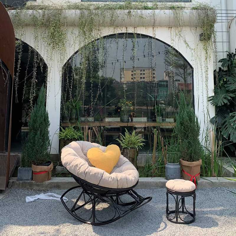 Ghế bập bênh chảo Papasan mây nhựa thư giãn BM578