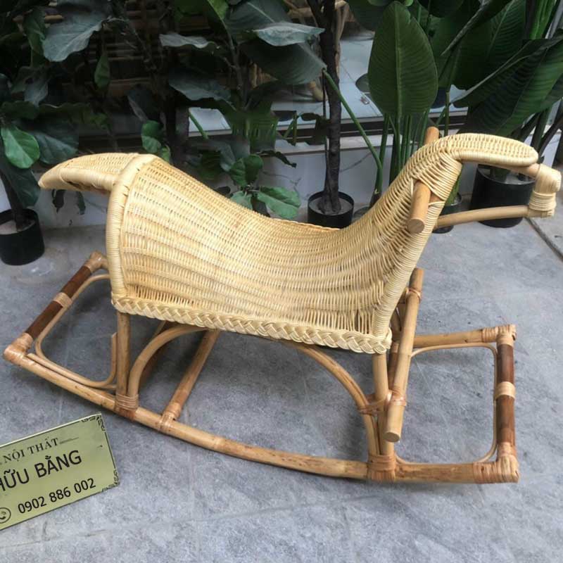 Ghế bập bênh con ngựa mây thật, Decor độc đáo BM990