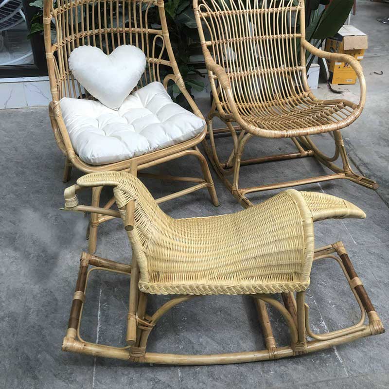 Ghế bập bênh con ngựa mây thật, Decor độc đáo BM990