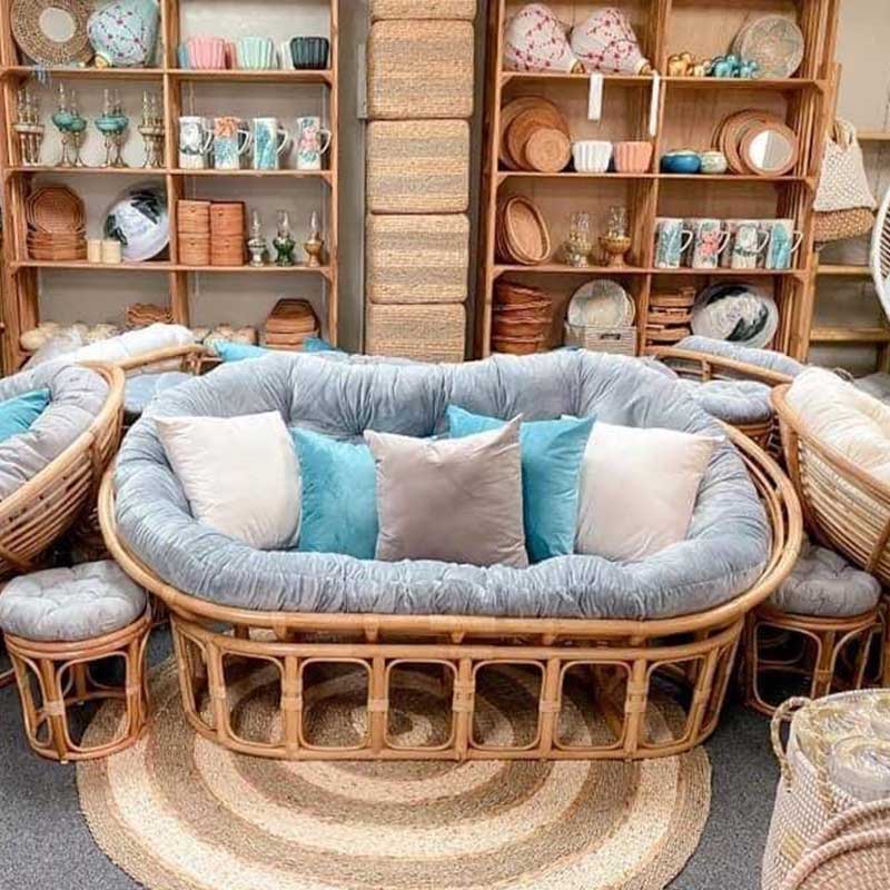 Ghế chảo Papasan đôi mây tự nhiên 100% đệm nhiều màu BM556