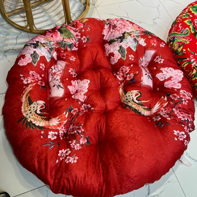 Ghế chảo Papasan thư giãn mây thật 100%, đệm bọc vải gấm sắc màu BM590