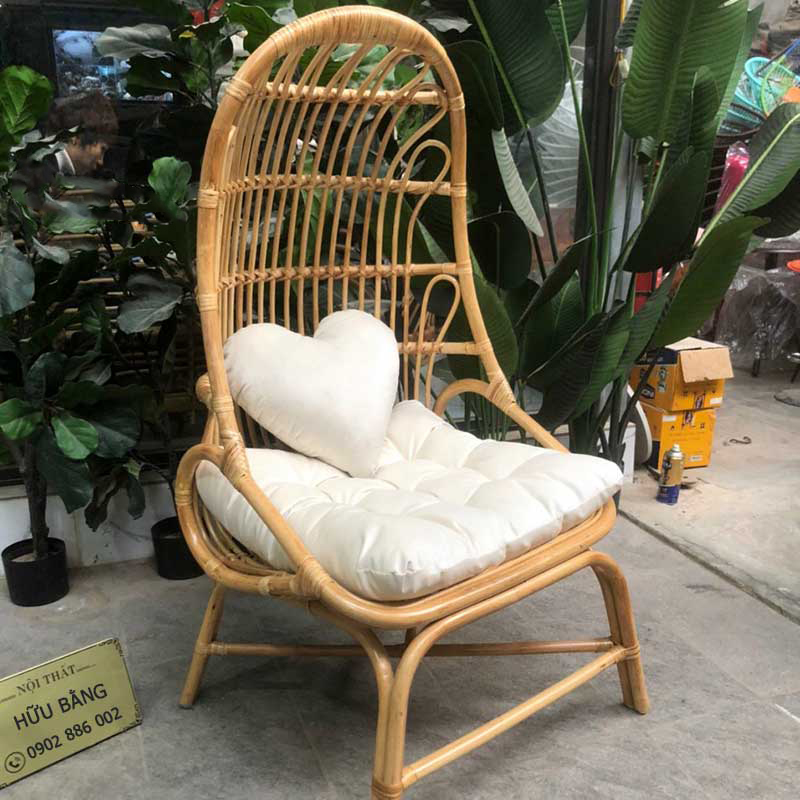 Ghế lưỡi câu mây tự nhiên 100% đệm gối siêu êm BM891